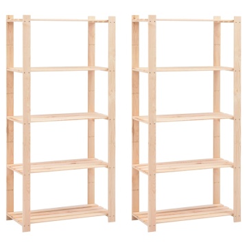 Polițe stocare 5 niveluri 2 buc. 80x38x170 cm pin masiv 250 kg - Img 1