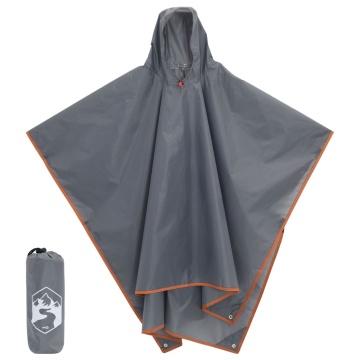 Poncho ploaie cu glugă design 2 în 1 gri/portocaliu 223x145 cm - Img 1
