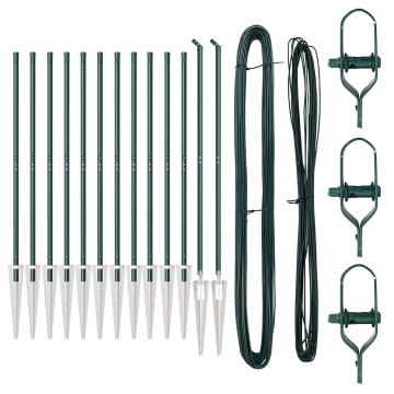 Posturi de gard cu vârf 13 buc Ø32 mm 140 cm Oțel galvanizat - Img 2