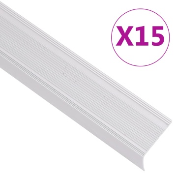 Profile trepte formă L, 15 buc, argintiu, 100 cm, aluminiu - Img 1