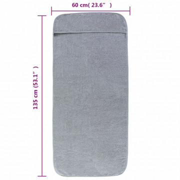 Prosoape de plajă, 2 buc., gri, 60x135 cm, textil 400 GSM - Img 7