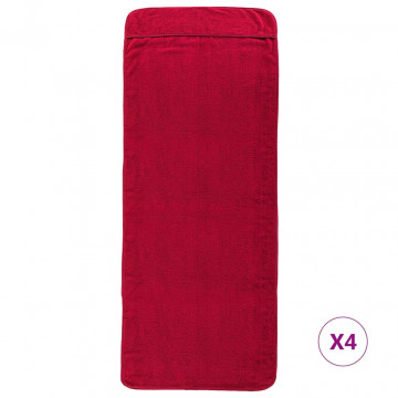 Prosoape de plajă, 4 buc., vișiniu, 60x135 cm, textil, 400 GSM - Img 3