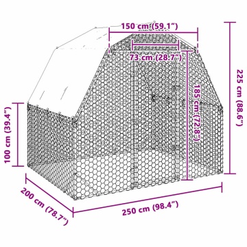 Pui de găină cu acoperiș 2,5x2x2,25 m oțel galvanizat - Img 7