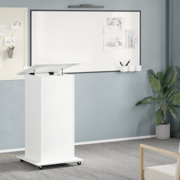 Pupitru cu roți și sertar alb 55x55x107 cm lemn prelucrat - Img 3