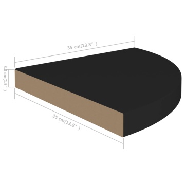 Raft colțar de perete, negru, 35 x 35 x 3,8 cm, MDF - Img 6