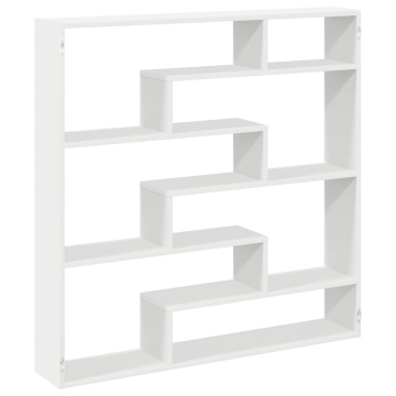 Raft cubic de perete cu 7 compartimente alb lemn prelucrat - Img 2
