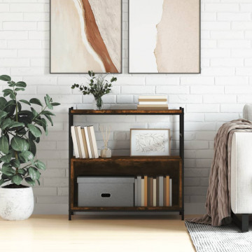 Raft de cărți stejar afumat 80x30x78,5cm lemn prelucrat și fier - Img 1
