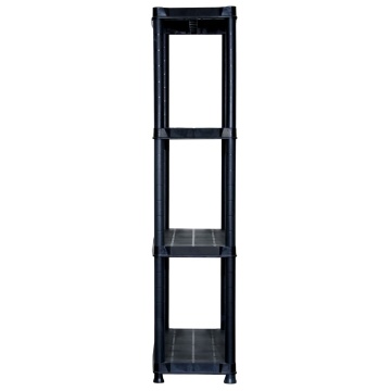 Raft de depozitare cu 4 polițe, negru, 61x30,5x130 cm, plastic - Img 4