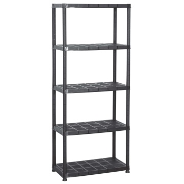 Raft de depozitare cu 5 polițe, negru, 71x38x170 cm, plastic - Img 2