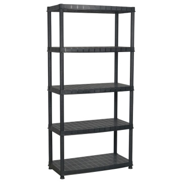 Raft de depozitare cu 5 polițe, negru, 85x40x185 cm, plastic - Img 2