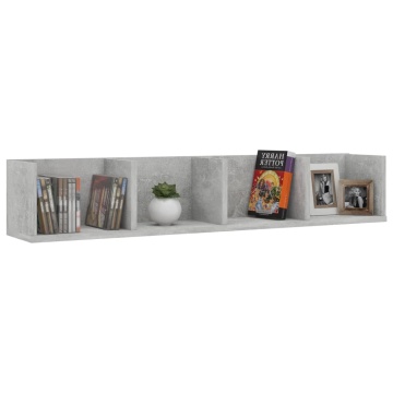 Raft de perete CD-uri, gri beton, 100x18x18 cm, lemn prelucrat - Img 3