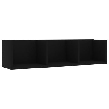Raft de perete CD-uri, negru, 75 x 18 x 18 cm, lemn prelucrat - Img 2