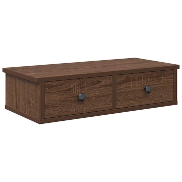 Raft de perete cu sertare Stejar maro 60x25x15cm lemn prelucrat - Img 2