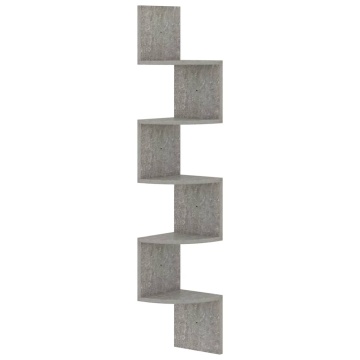 Raft de perete de colț, gri beton, 19x19x123 cm, lemn prelucrat - Img 2