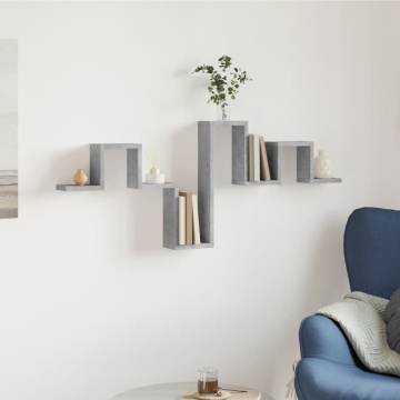 Raft de perete, gri beton, 104,5x10x43 cm , lemn prelucrat - Img 3