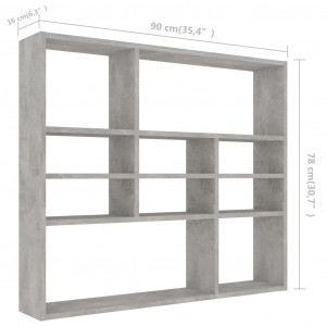 Raft de perete, gri beton, 90 x 16 x 78 cm, PAL - Img 5