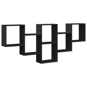 Raft de perete, negru, 159x18x66 cm, lemn prelucrat - Img 2