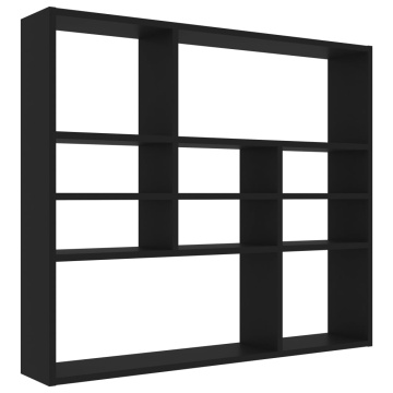 Raft de perete, negru, 90x16x78 cm, lemn prelucrat - Img 2