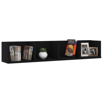 Raft de perete pentru CD-uri negru 100x18x18 cm lemn prelucrat - Img 3