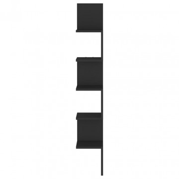 Raft de perete pentru colț, negru, 20x20x127,5 cm, PAL - Img 4