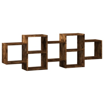Raft de perete, stejar fumuriu, 129x18x42 cm, lemn prelucrat - Img 2