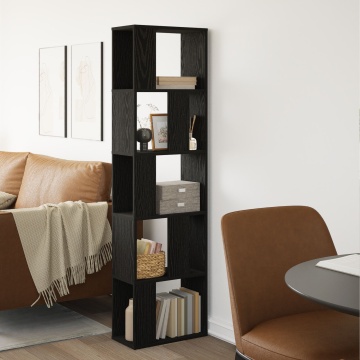 Raft pentru cărți 5 nivele Negru Stejar 45x23,5x162,5 cm Lemn prelucrat - Img 4