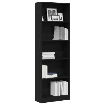 Raft pentru cărți din stejar negru - 60x24x176 cm - Img 3