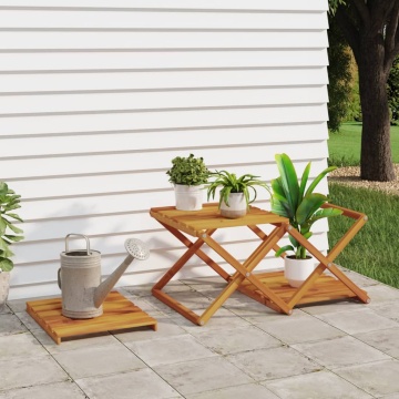 Raft pliabil cu 3 niveluri, maro, 43x31x63 cm lemn masiv acacia - Img 3