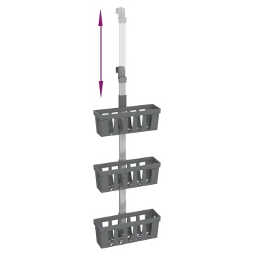 Raft suspendat pentru duș 30x15x(67-105) cm aluminiu - Img 7