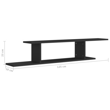 Raft TV cu montaj pe perete, negru, 125x18x23 cm, PAL - Img 6