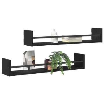 Rafturi 2 buc Negru stejar 80x16x14 cm Lemn prelucrat - Img 3