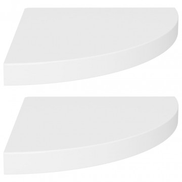 Rafturi colț de perete, 2 buc., alb, 35x35x3,8 cm, MDF - Img 2