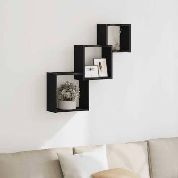 Rafturi cub perete, stejar negru, 68x15x68 cm, lemn prelucrat - Img 1