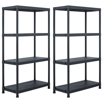 Rafturi de depozitare, 2 buc. negru, 60 x 30 x 138 cm plastic - Img 1