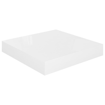 Rafturi de perete, 2 buc., alb extralucios, 23x23,5x3,8 cm, MDF - Img 4