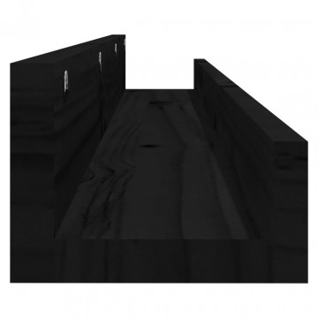Rafturi de perete, 2 buc., negru, 110x12x9 cm, lemn masiv pin - Img 8
