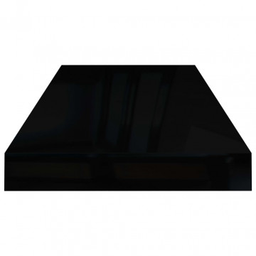Rafturi de perete, 2 buc., negru extralucios 60x23,5x3,8 cm MDF - Img 5