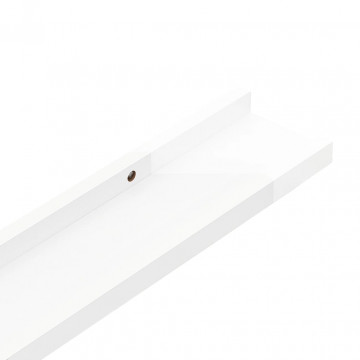 Rafturi de perete, 4 buc., alb extralucios, 115x9x3 cm - Img 7