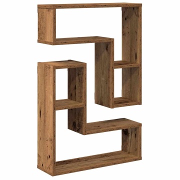 Rafturi de perete cub, 2 buc., lemn vechi, 50x15x50 cm lemn - Img 2