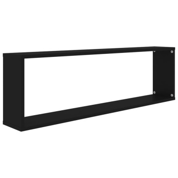 Rafturi de perete cub, 2 buc., negru, 100x15x30 cm, PAL - Img 5