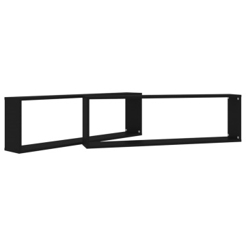 Rafturi de perete cub, 2 buc., negru, 100x15x30 cm, PAL - Img 8
