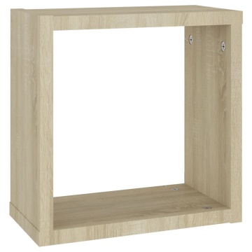 Rafturi de perete cub, 2 buc., stejar sonoma, 30x15x30 cm - Img 6