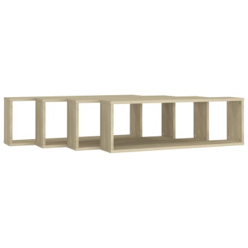 Rafturi de perete cub, 4 buc., stejar sonoma, 80x15x26,5 cm PAL - Img 4