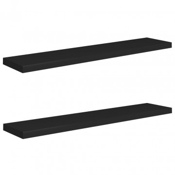 Rafturi de perete suspendate 2 buc., negru 120x23,5x3,8 cm, MDF - Img 2