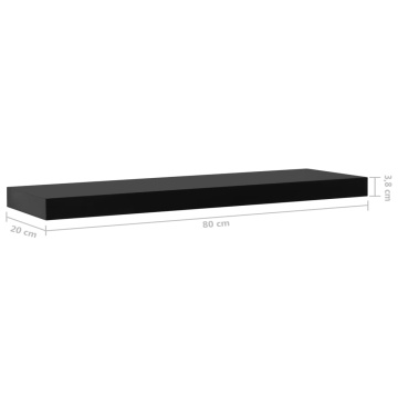 Rafturi de perete suspendate, 2 buc., negru, 80x20x3,8 cm - Img 5