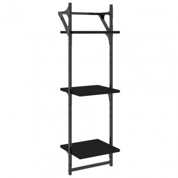 Rafturi perete 3 niveluri/bare 2 buc negru 30x25x100cm - Img 4