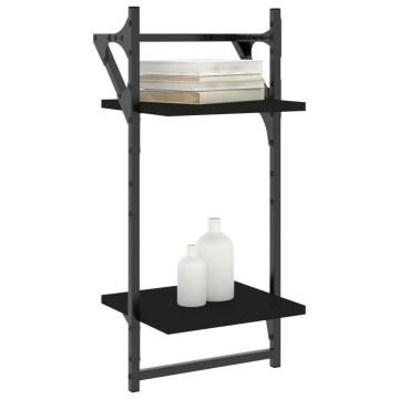 Rafturi perete cu 2 niveluri/bare 2 buc negru 30x25x65 cm - Img 3