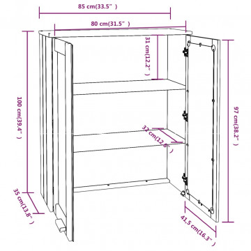 Rafturi superioare dulap, gri deschis, 85x35x100 cm, lemn pin - Img 7