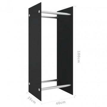 Rastel lemne de foc negru 40x35x100 cm sticlă securizată - Img 6