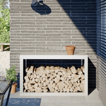 Rastel pentru lemne de foc, alb, 100x40x60 cm, oțel - Img 1